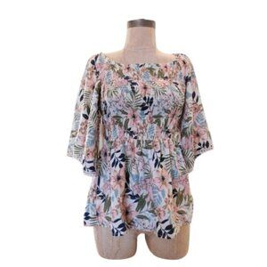 Chenault Size S Small Floral Boho On Off Shoulder Blouse Top NWT